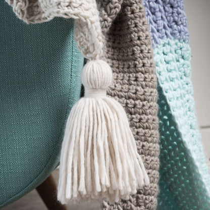 Patons Corner Dip Striped Crochet Afghan Single Size