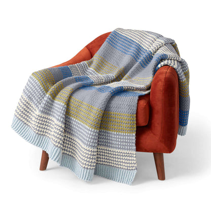 Patons Moss Stitch Striped Crochet Blanket Single Size