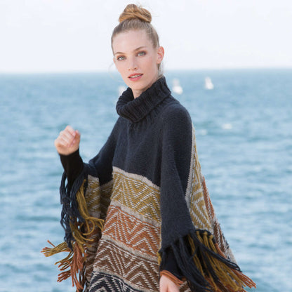 Patons Reverse Fair Isle Knit Poncho XS/S/M/L