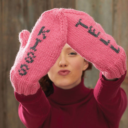 Patons Knit Kiss and Tell Mittens Knit Mitten made in Patons Classic Wool yarn