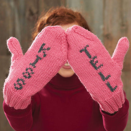 Patons Knit Kiss and Tell Mittens Knit Mitten made in Patons Classic Wool yarn