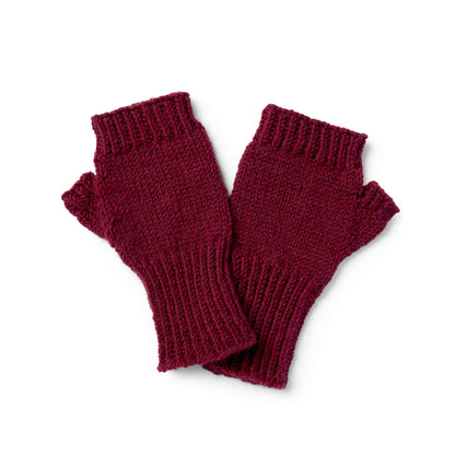 Patons Fingerless Knit Gloves Plum Heather