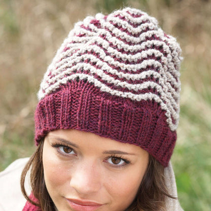 Patons Knit Ripple Hat Plum Heather