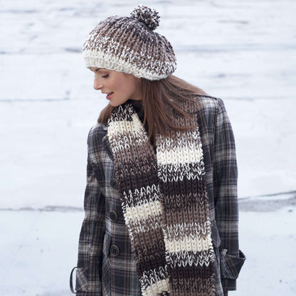 Patons Knit Shaded Stripes Hat & Scarf Single Size