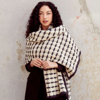 Patons Windowpane Knit Blanket Scarf Single Size