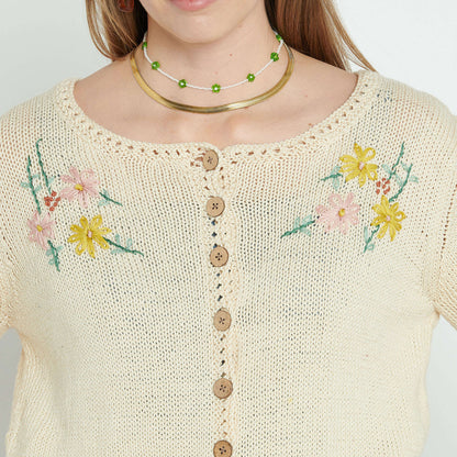 Patons Embroidered Knit Cardigan XL