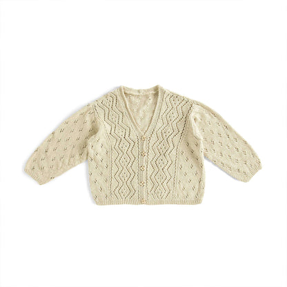 Patons Knit Vertical Lace Panels Cardigan M