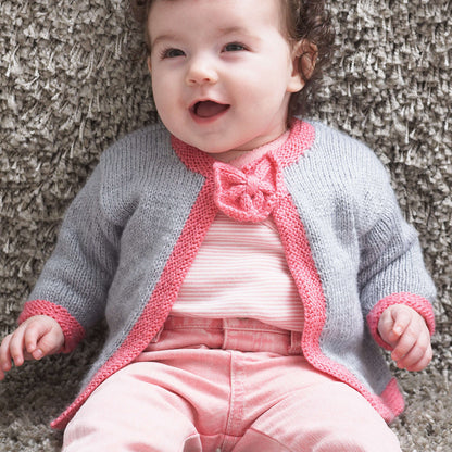 Patons Pretty Bow Tie Baby Knit Cardigan 12 mos