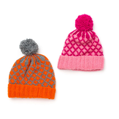Patons Knit Lattice Fair Isle Hat Girls