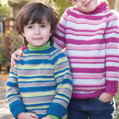 Patons Knit Kids Top-Down Striped Sweater Boy