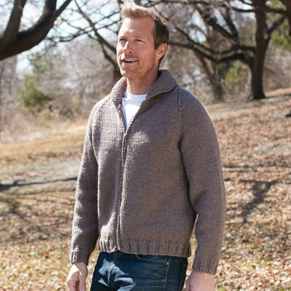 Patons Knit Dad's Zip Front Jacket L