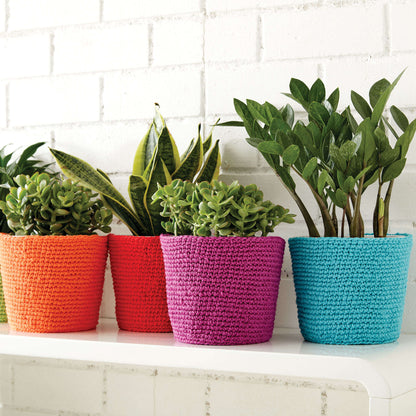 Phentex Crochet Simple Flower Pot Cozy Blue