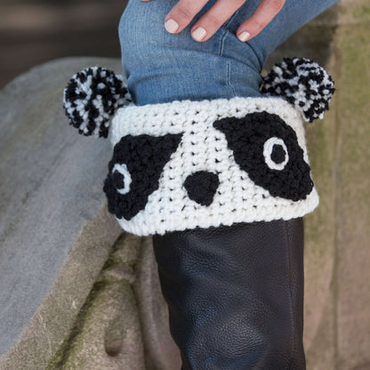 Red Heart Crochet Panda Boot Cuffs Crochet Cuffs made in Red Heart With Love Yarn