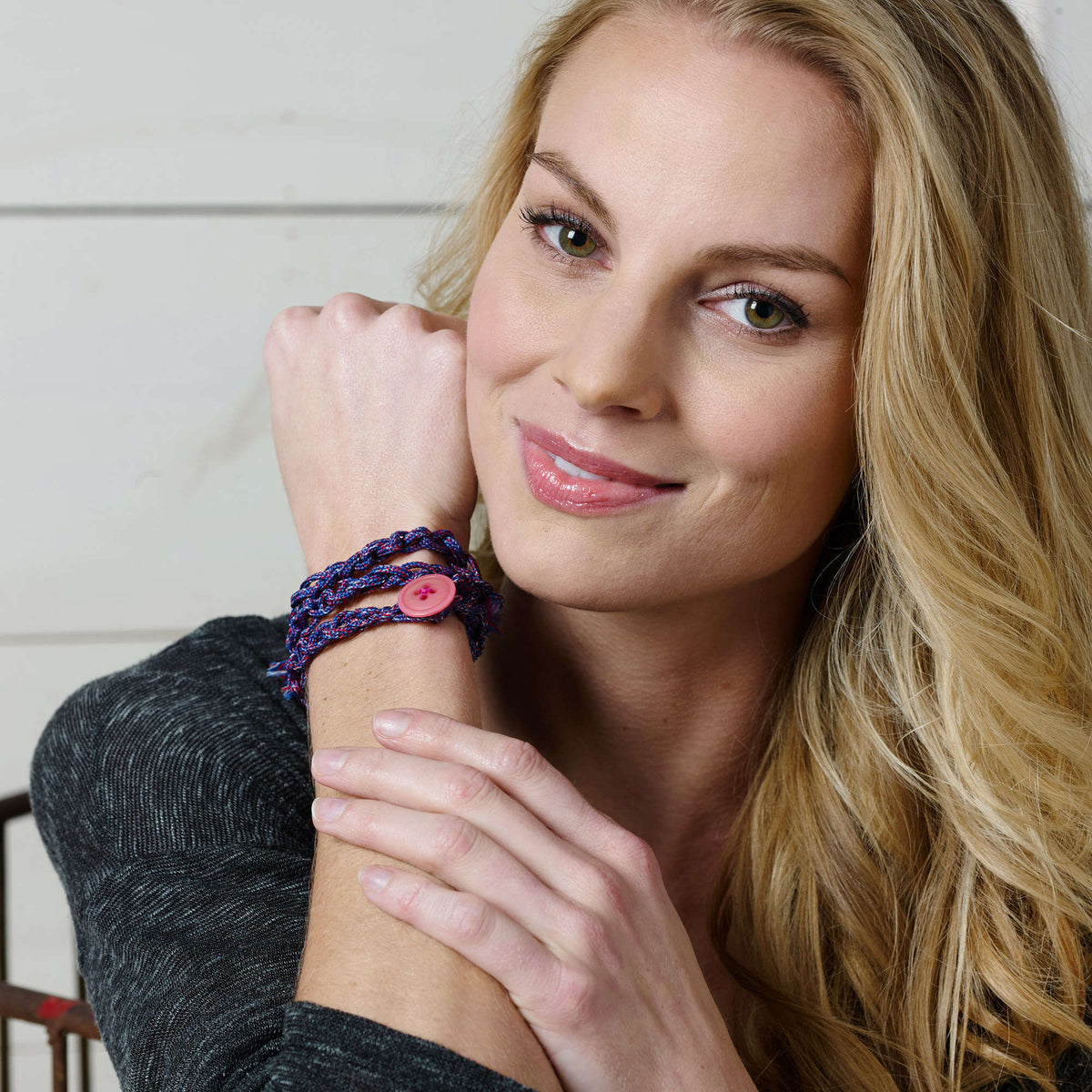 Crochet Bracelet made in Red Heart Cordial Yarn