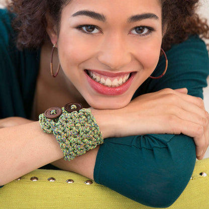 Red Heart Crochet Buttoned Cuff Bracelet Crochet Bracelet made in Red Heart Cordial Yarn