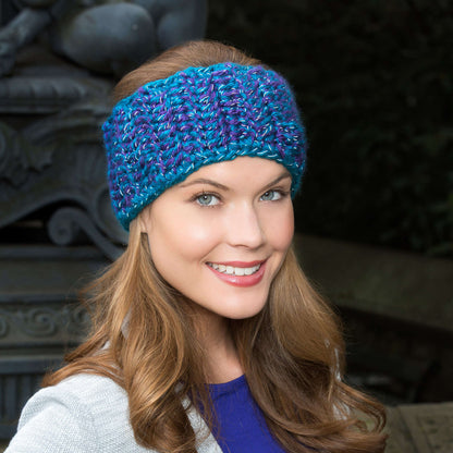 Red Heart Crochet Blissful Ear Warmer Crochet Warmer made in Red Heart Reflective Yarn