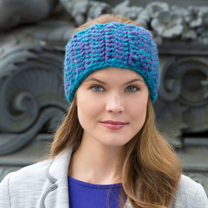 Red Heart Crochet Blissful Ear Warmer Crochet Warmer made in Red Heart Reflective Yarn