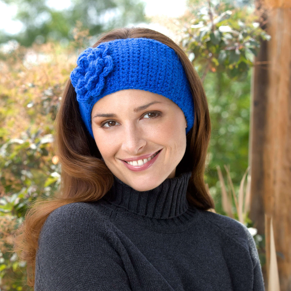 Crochet Headband made in Red Heart Shimmer Yarn