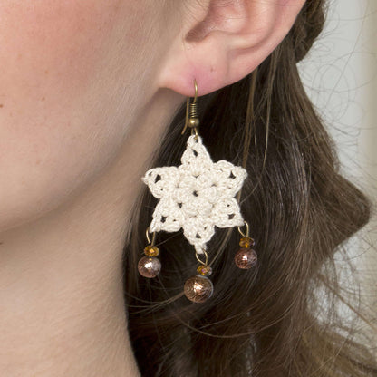 Red Heart Crochet Dangling Star Earrings Crochet Earrings made in Red Heart Classic Crochet Thread Yarn