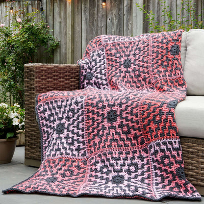 Red Heart Mosaic Motifs Crochet Blanket Single Size