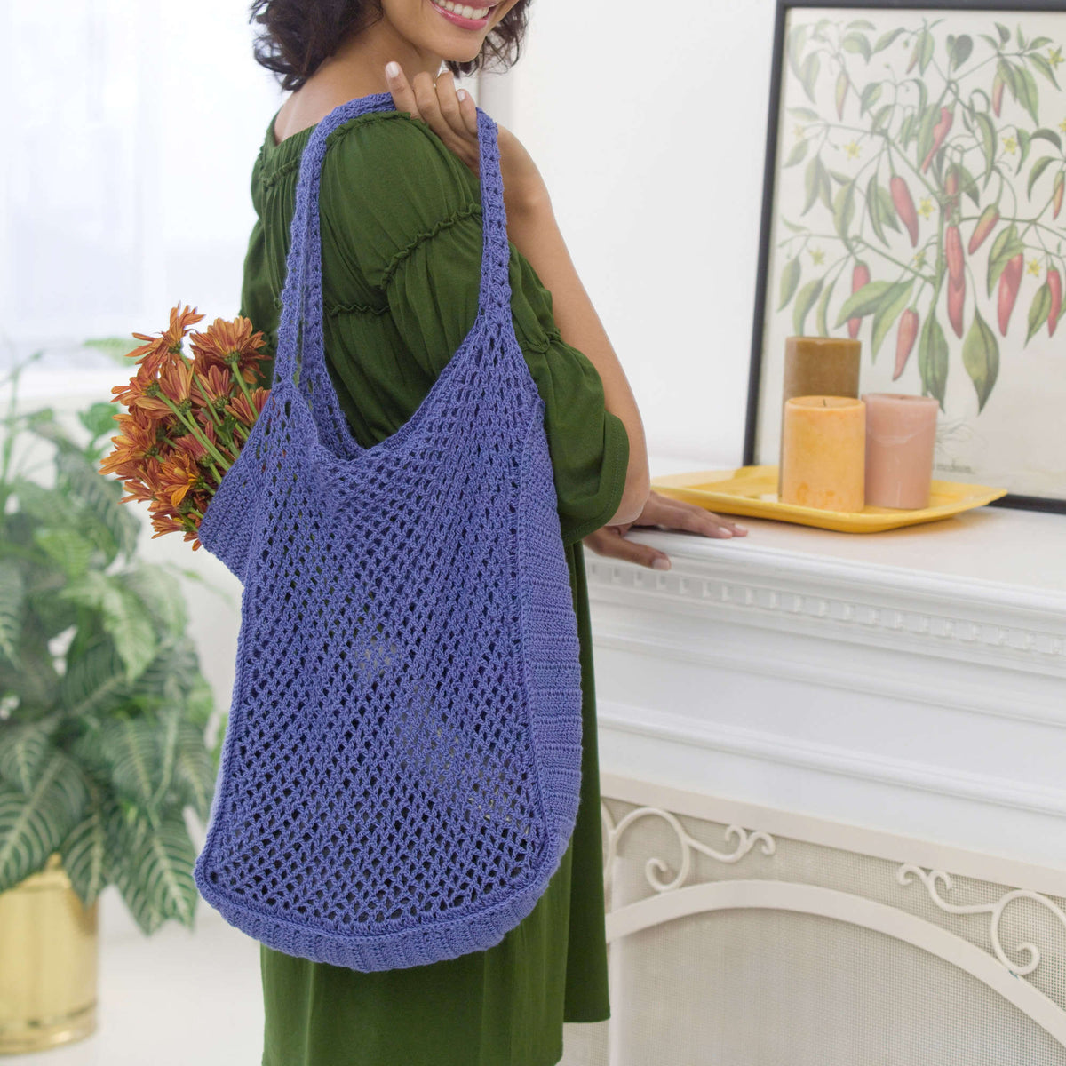 Crochet Bag made in Red Heart Luster Sheen Yarn