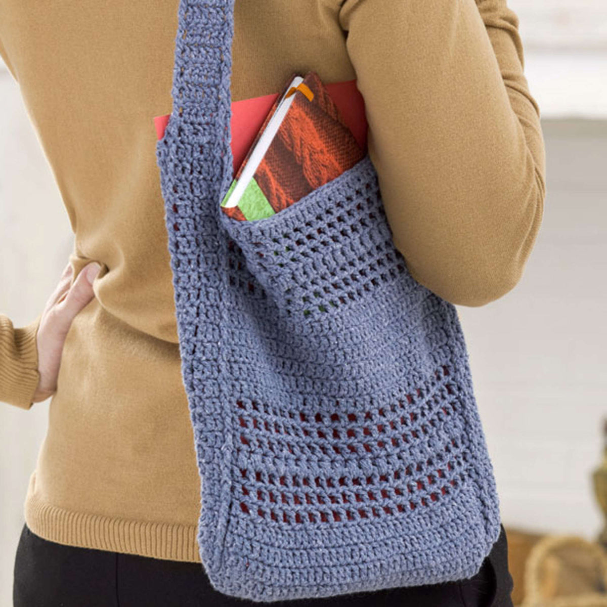 Crochet Tote Bag made in Red Heart Eco-Cotton Blend Yarn