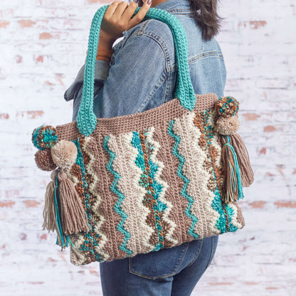 Red Heart Crochet Flame Stitch Bag Crochet Bag made in Red Heart Super Saver Yarn