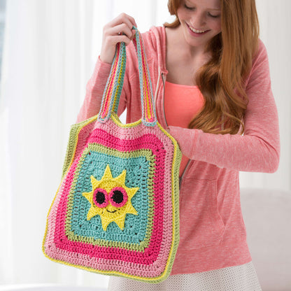 Red Heart Crochet Sunny Day Tote Bag Crochet Bag made in Red Heart Crème de la Crème Yarn