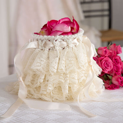 Red Heart Crochet Ruffled Wedding Bag Crochet Bag made in Red Heart Boutique Yarn
