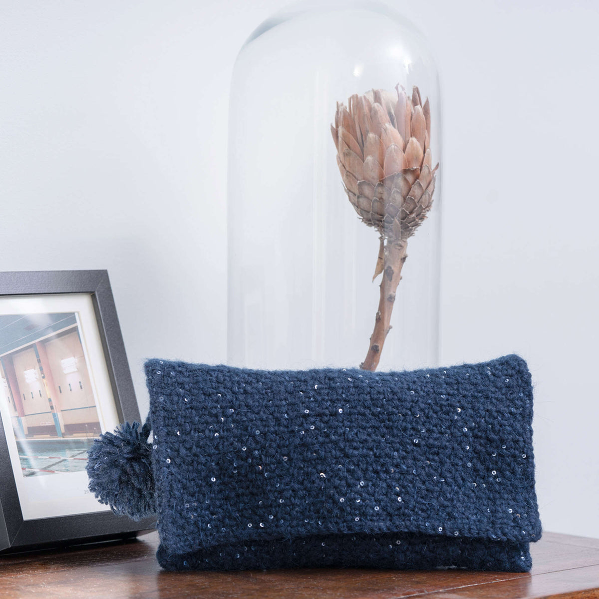Crochet Clutch made in Red Heart An Italian Story Luce Yarn
