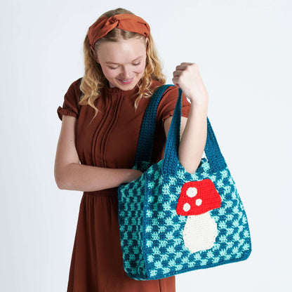 Red Heart Mushroom Check Crochet Bag Single Size