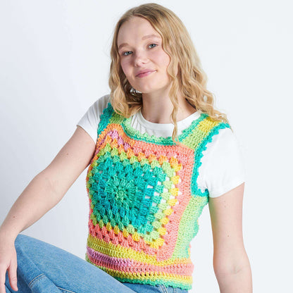 Red Heart Crochet Granny Square Retro Top XS/S