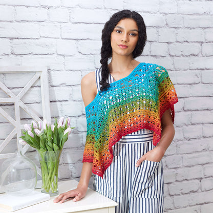 Red Heart Crochet Fire and Ice Poncho Crochet Poncho made in Red Heart It's a Wrap Rainbow Yarn