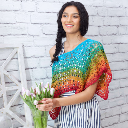Red Heart Crochet Fire and Ice Poncho Crochet Poncho made in Red Heart It's a Wrap Rainbow Yarn