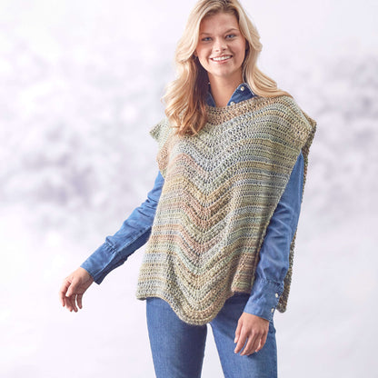 Red Heart Lace Panel Crochet Poncho Crochet PanelPoncho made in Red Heart Boutique Yarn