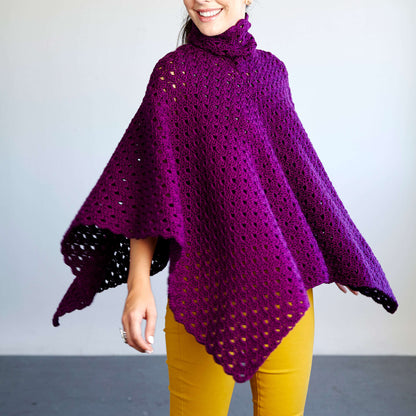 Red Heart Perfectly Panache Chic Poncho Crochet Poncho made in Red Heart Chic Sheep Yarn