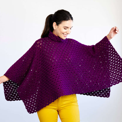 Red Heart Perfectly Panache Chic Poncho Crochet Poncho made in Red Heart Chic Sheep Yarn