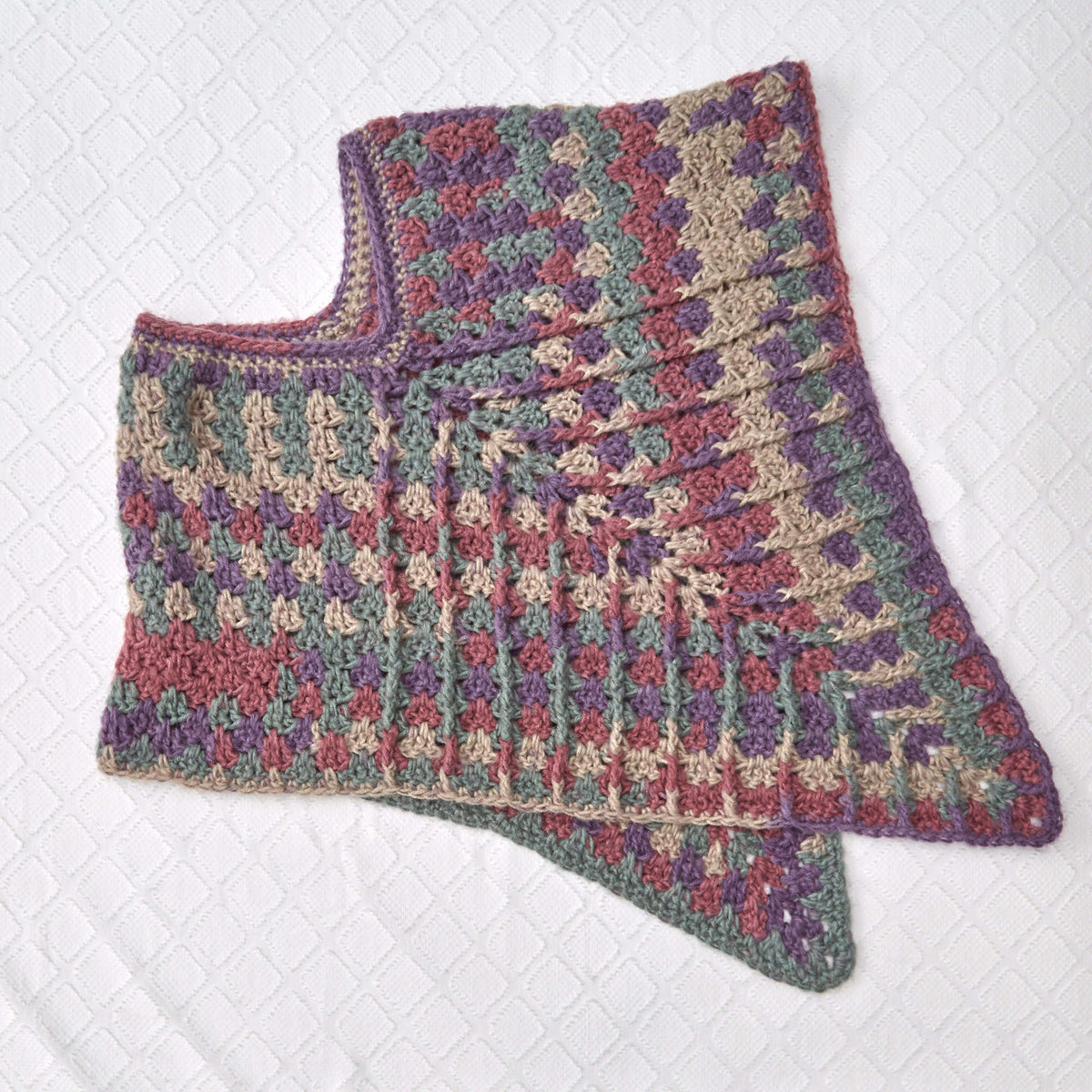 Crochet Poncho made in Red Heart Dreamy Stripes Yarn