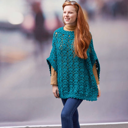 Red Heart Crochet Let's Party Poncho Crochet Poncho made in Red Heart With Love Metallic Yarn