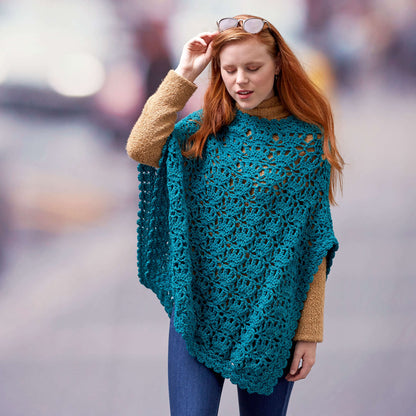 Red Heart Crochet Let's Party Poncho Crochet Poncho made in Red Heart With Love Metallic Yarn