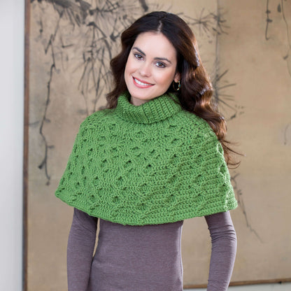 Red Heart Crochet Aran Waves Poncho Crochet Poncho made in Red Heart With Wool Yarn