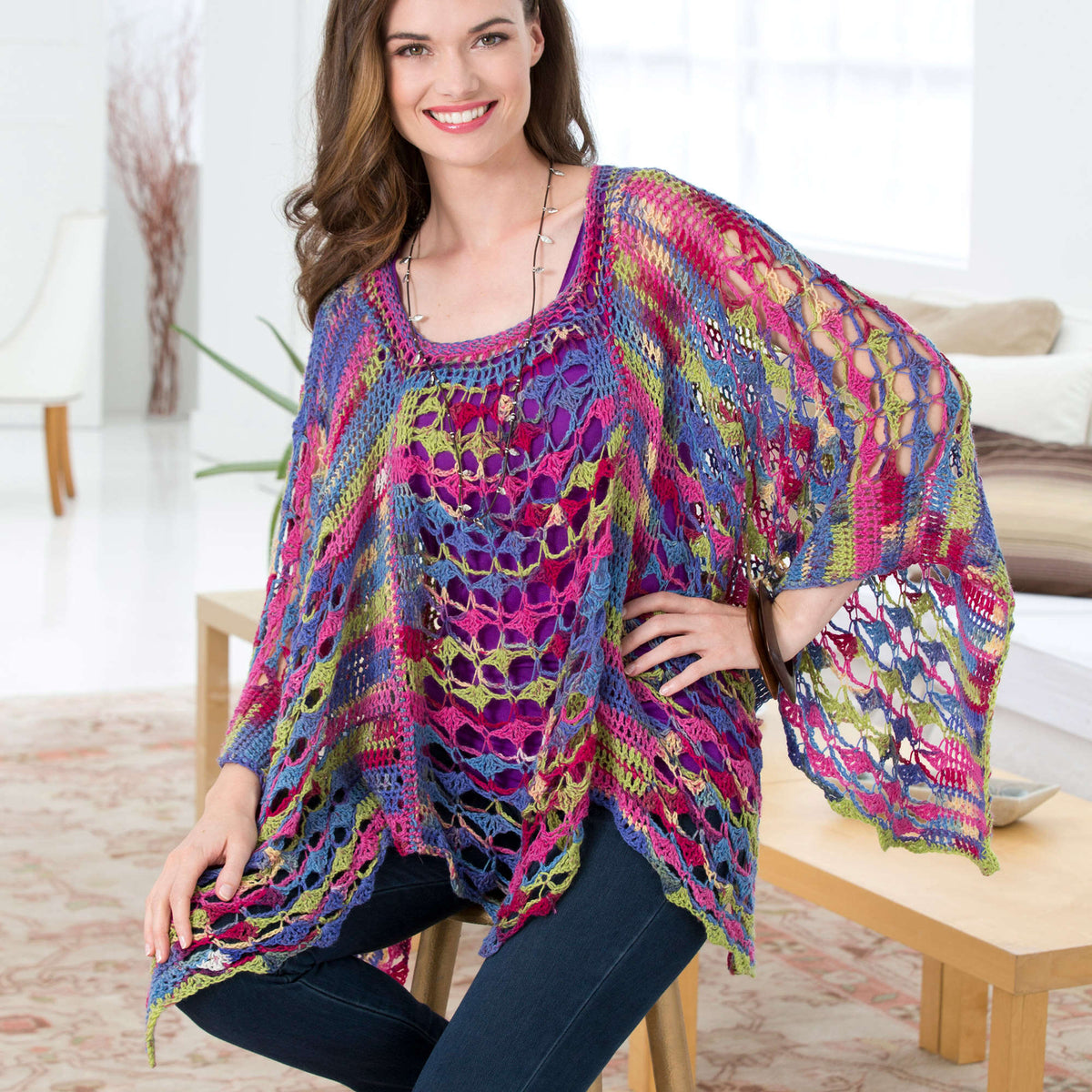 Crochet Poncho made in Red Heart Heart & Sole Yarn