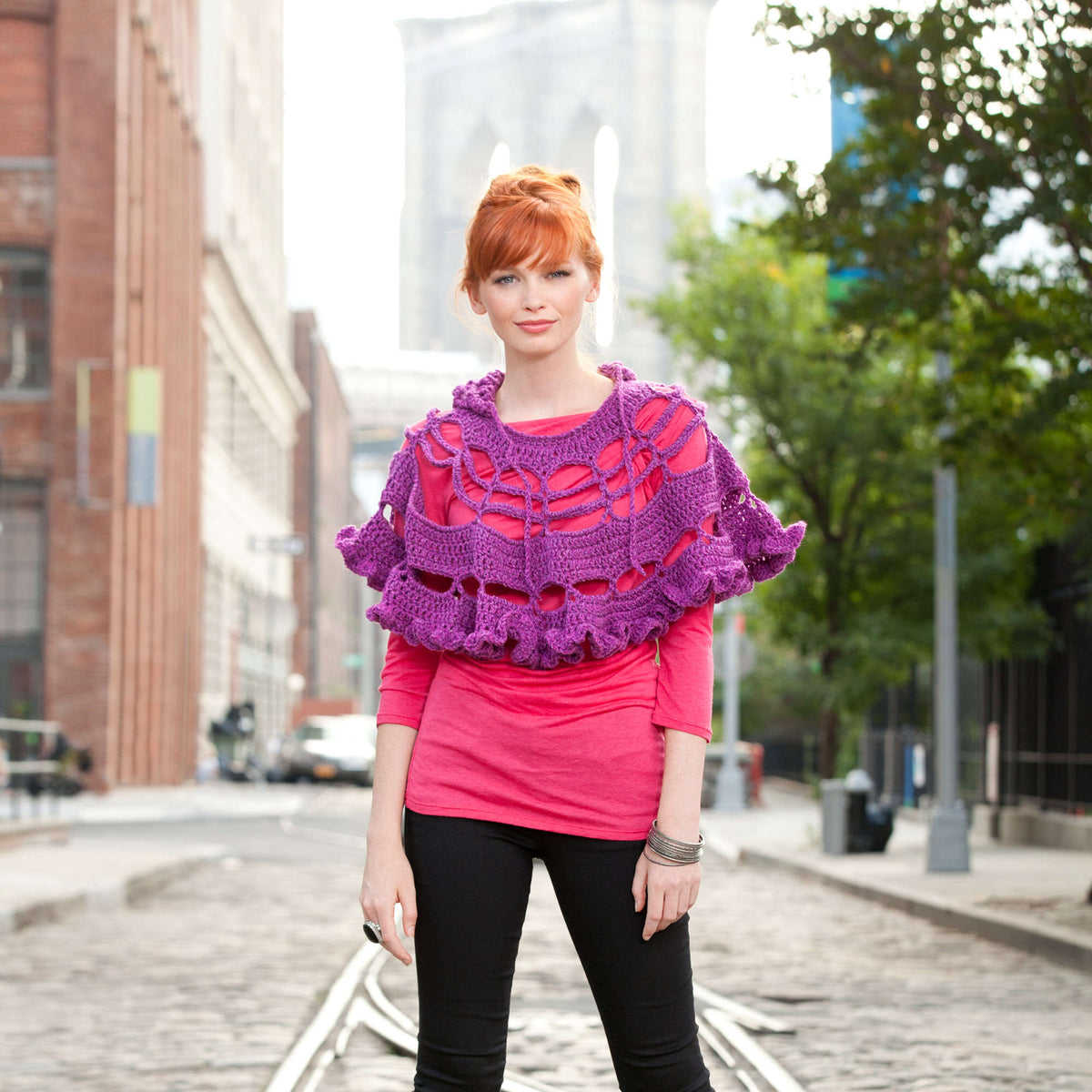 Crochet Poncho made in Red Heart Super Tweed Yarn