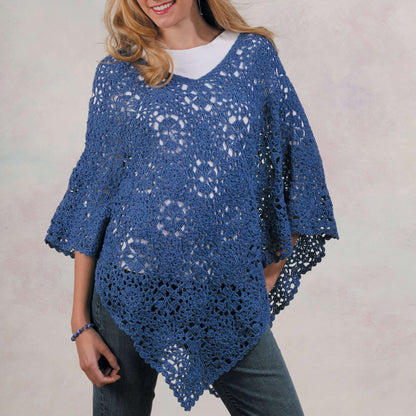 Red Heart Crochet Granny Poncho Crochet Poncho made in Red Heart Luster Sheen Yarn