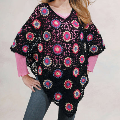 Red Heart Crochet Granny Poncho Crochet Poncho made in Red Heart Luster Sheen Yarn
