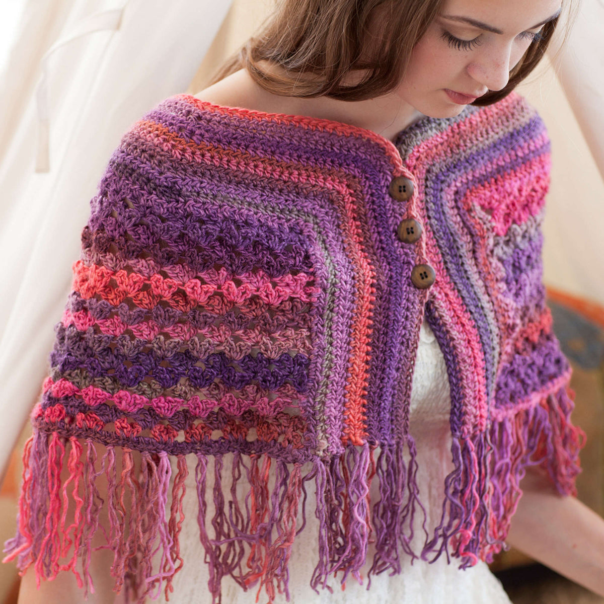 Crochet Cape made in Red Heart Boutique Yarn