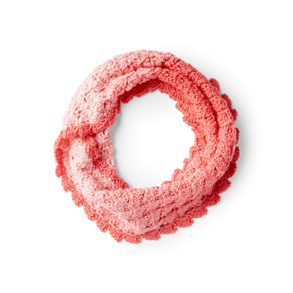 Red Heart Crochet Sweet Shells Twisted Cowl Crochet Cowl made in Red Heart Super Saver Ombre Yarn