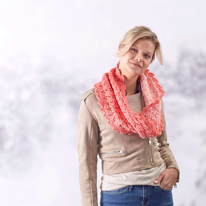 Red Heart Crochet Sweet Shells Twisted Cowl Crochet Cowl made in Red Heart Super Saver Ombre Yarn