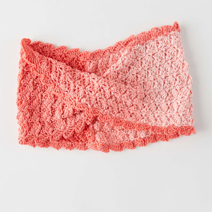 Red Heart Crochet Sweet Shells Twisted Cowl Crochet Cowl made in Red Heart Super Saver Ombre Yarn