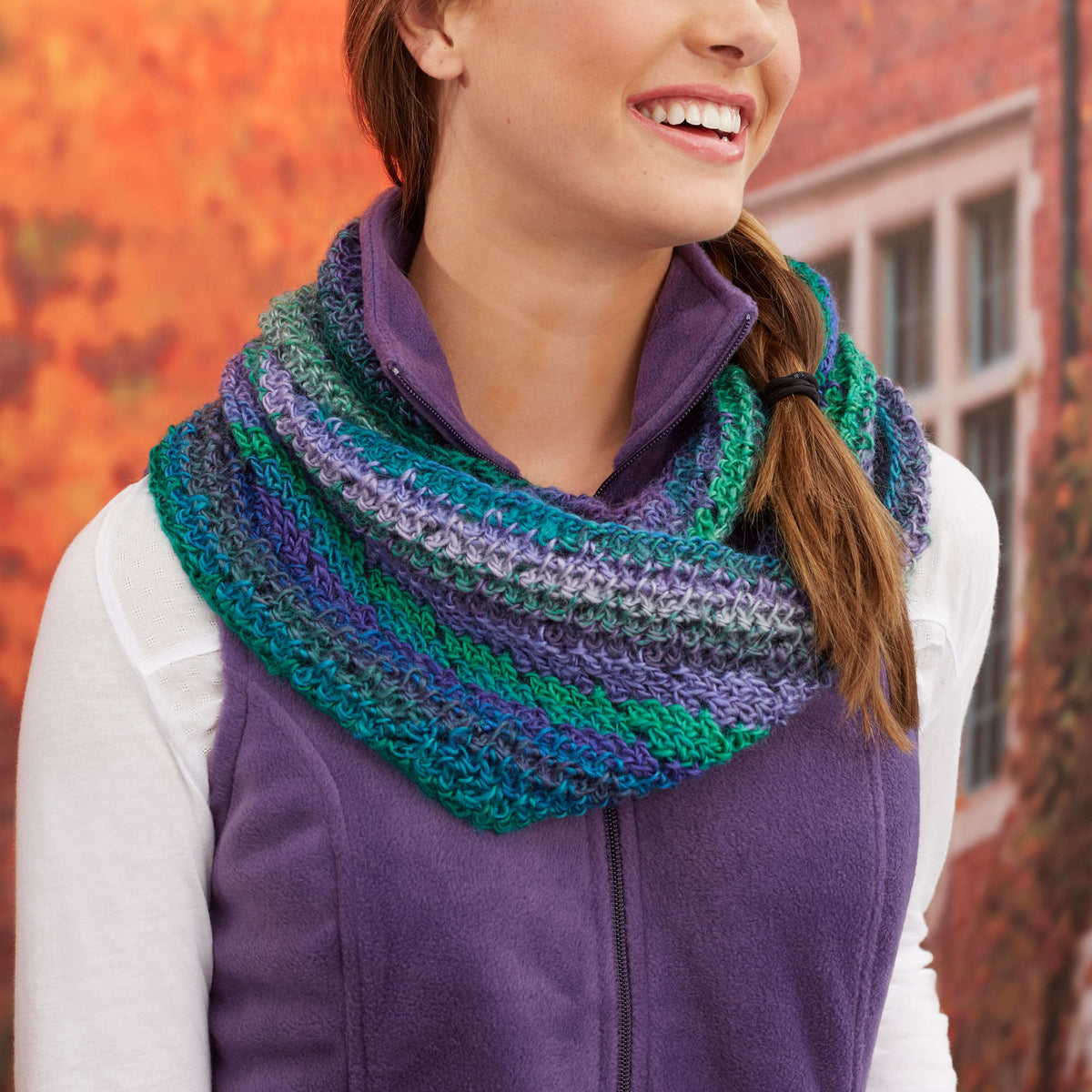 Crochet Cowl made in Red Heart Boutique Yarn